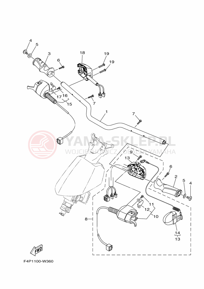 Schemat "Kierownica i osprzęt" do Yamaha GP1800C