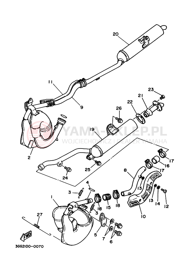 Schemat "Wydech końcowy" do Yamaha YFZ350