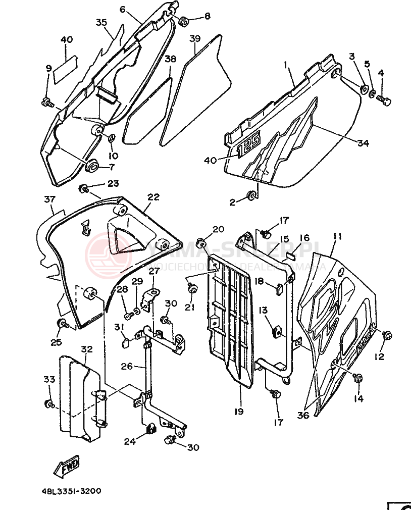 Schemat "Pokrywa boczna" do Yamaha DT125RE