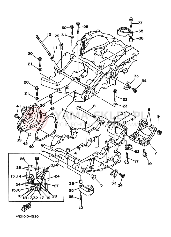 Schemat "Obudowa silnika" do Yamaha TRX850