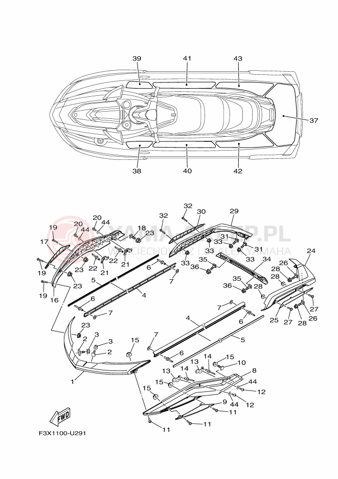 Schemat "GUNWALE - MAT" do Yamaha FX HO
