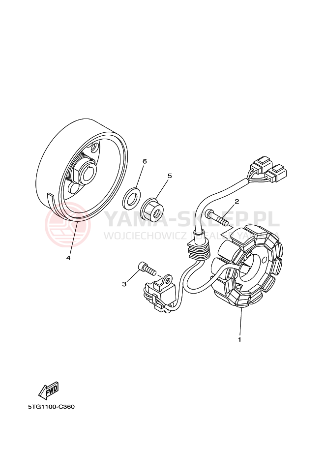 Schemat "prądnica" do Yamaha YFZ450