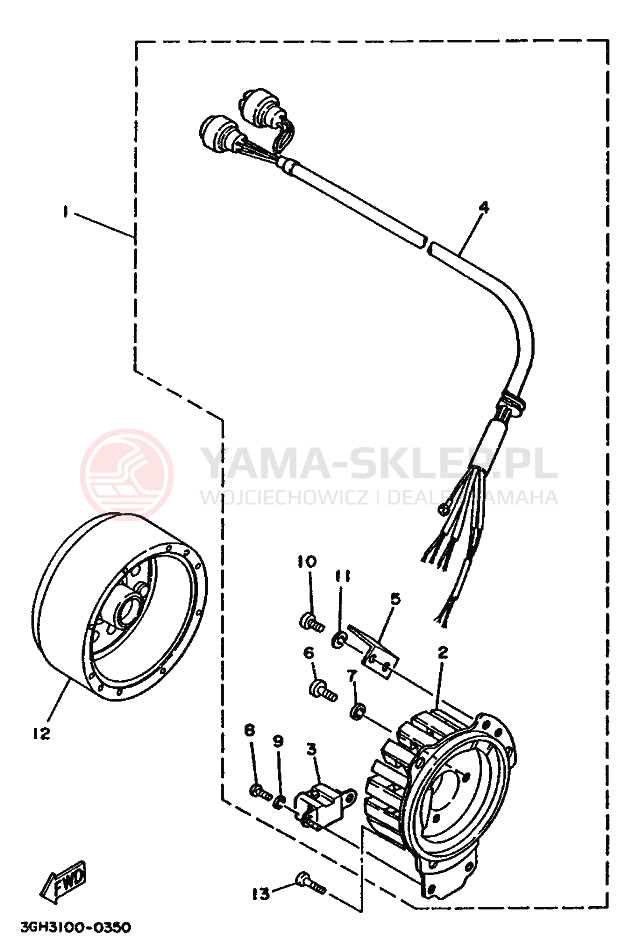Schemat "prądnica" do Yamaha MOTO 4 - 250