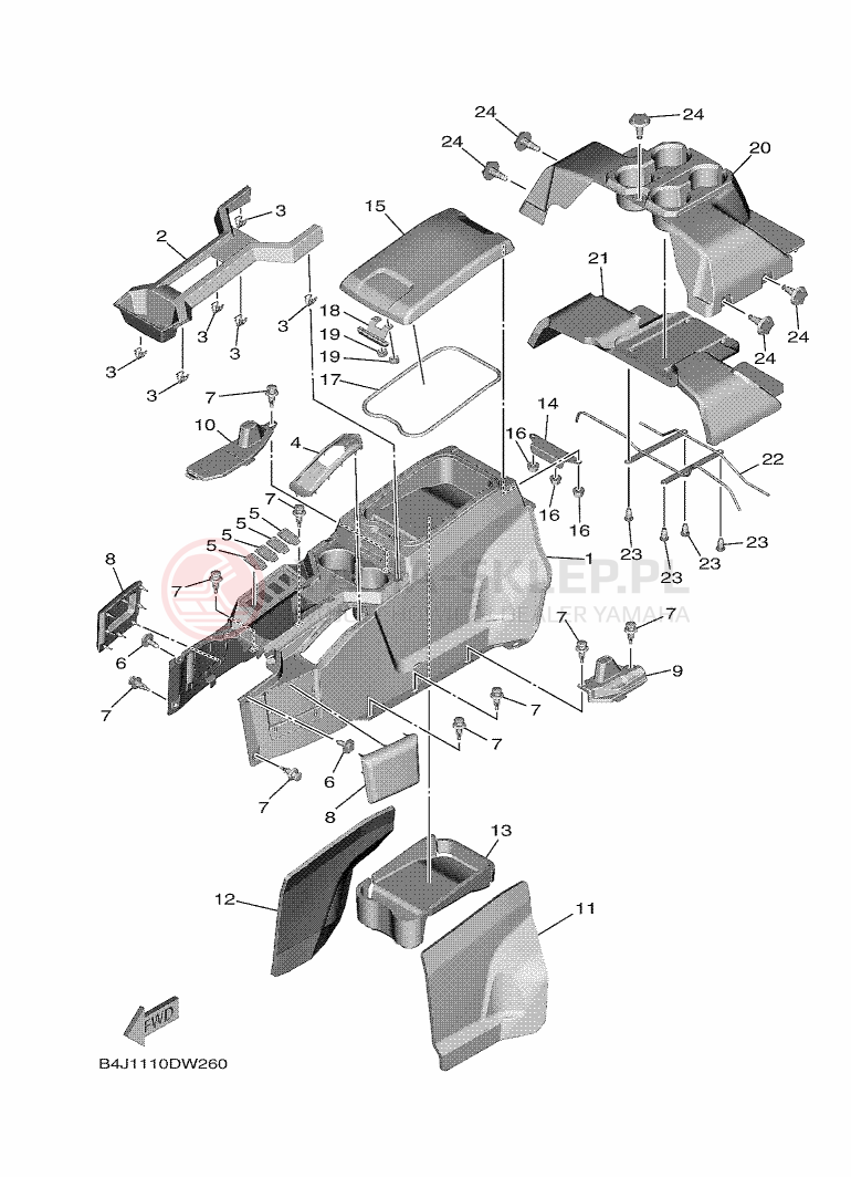 Schemat "pokrywa boczna" do Yamaha YXF1000EW