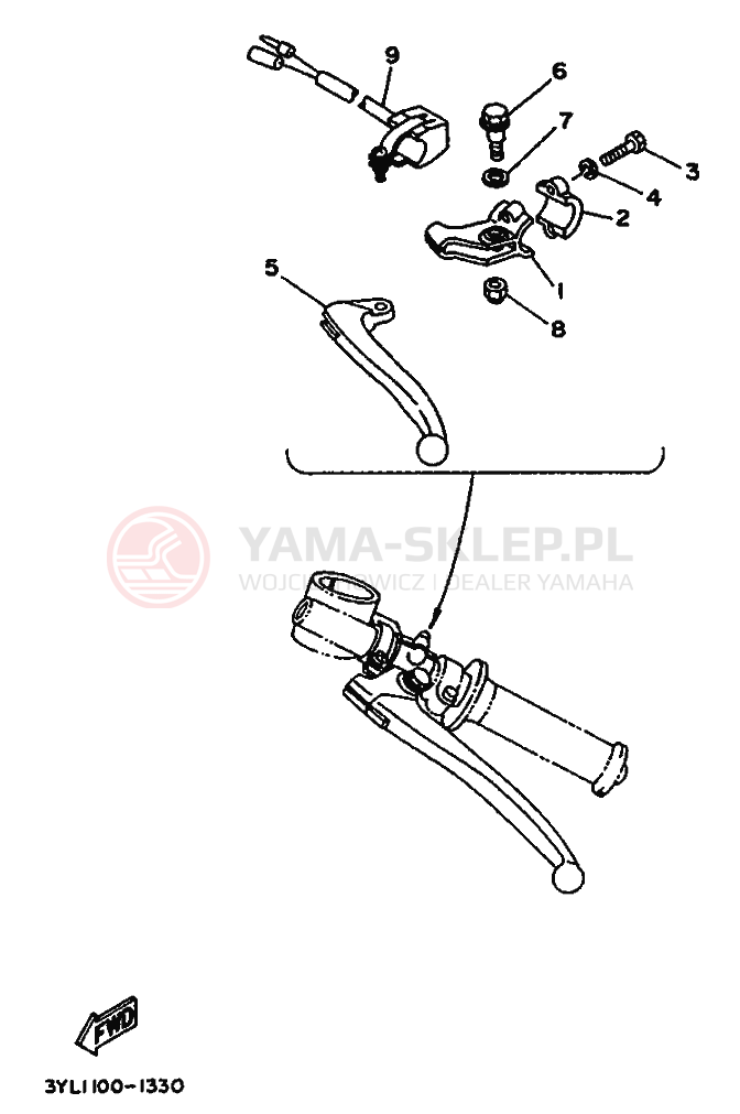 Schemat "Kierownica i osprzęt" do Yamaha TZ250
