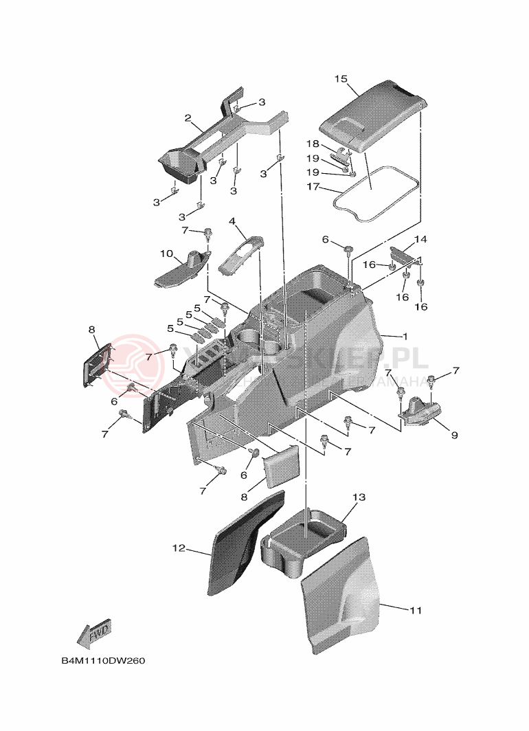 Schemat "pokrywa boczna" do Yamaha WOLVERINE RMAX2 1000 R-SPEC