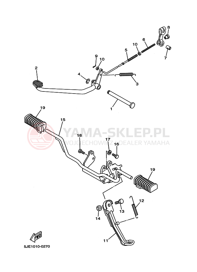 Schemat "Stopka postojowa i podnóżki" do Yamaha YB-1 YB-1FOUR YB1-4