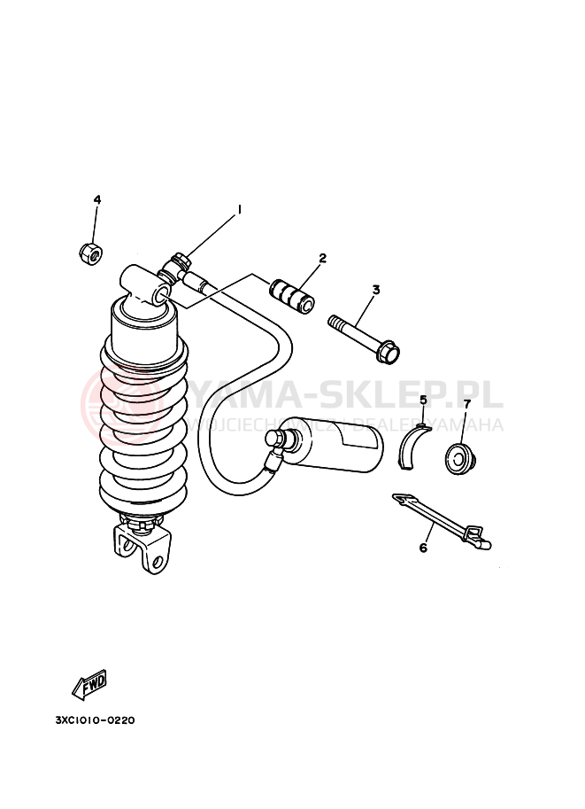 Schemat "zawieszenie tył" do Yamaha R1-Z