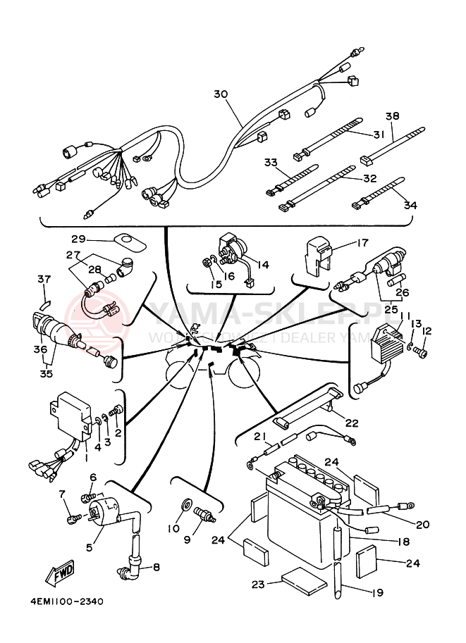 Schemat "układ elektryczny" do Yamaha YFM80
