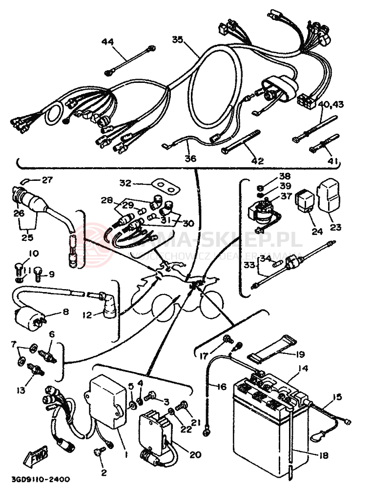 Schemat "układ elektryczny" do Yamaha WARRIOR