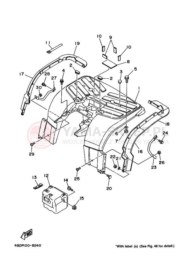 Schemat "błotnik tył" do Yamaha YFB250