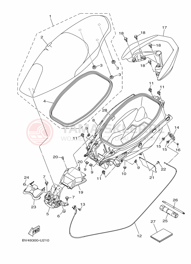 Schemat "siedzenie" do Yamaha NMAX 150