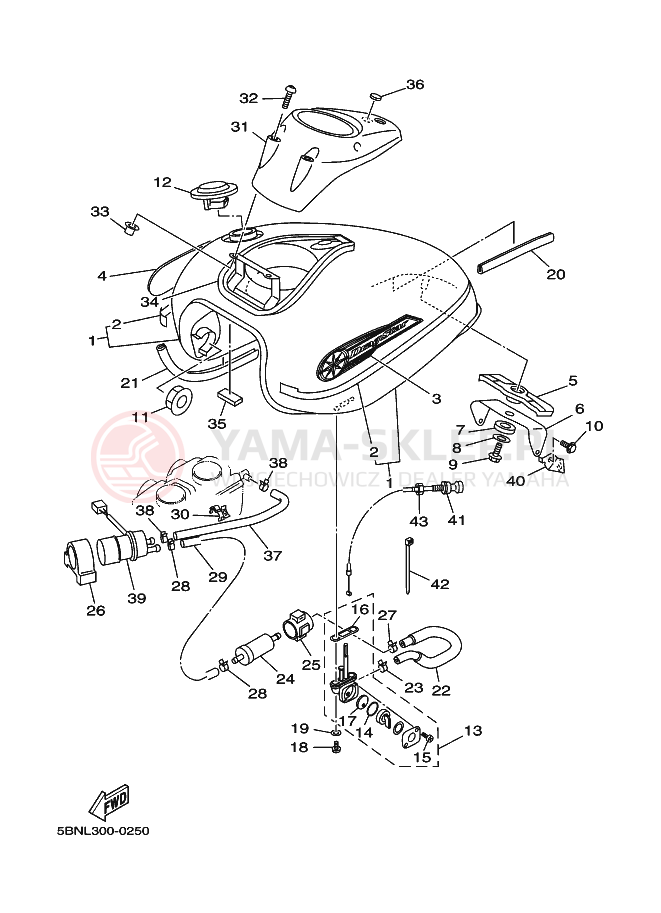 Schemat "zbiornik paliwa" do Yamaha XVS650A DRAGSTAR CLASSIC