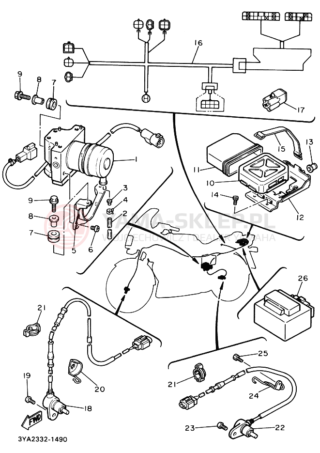 Schemat "układ elektryczny" do Yamaha FJ1200A