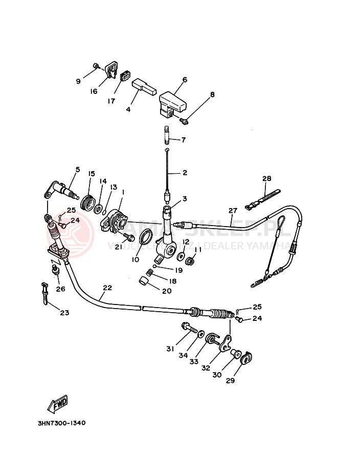 Schemat "dźwignia cofania" do Yamaha BIG BEAR 350