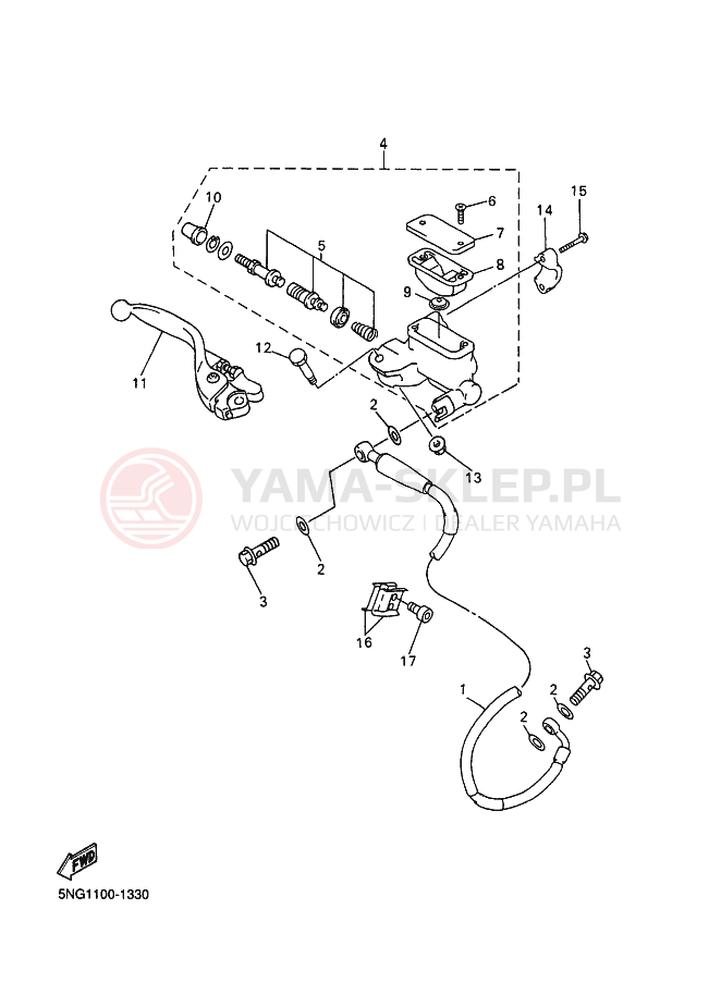 Schemat "Pompa hamulcowa przednia" do Yamaha WR400F