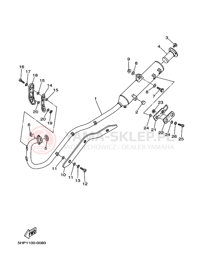 Schemat "Wydech końcowy" do Yamaha TT-R125LW