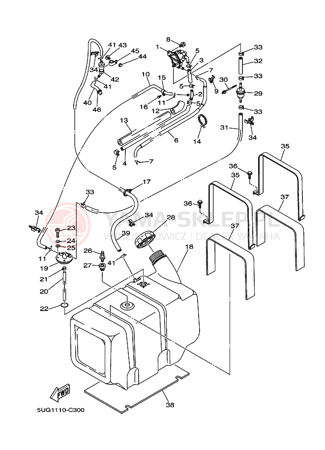 Schemat "zbiornik paliwa" do Yamaha RHINO 660