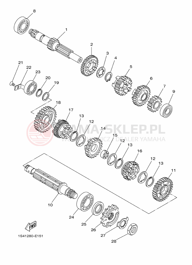 Schemat "Skrzynia biegów " do Yamaha YBR250