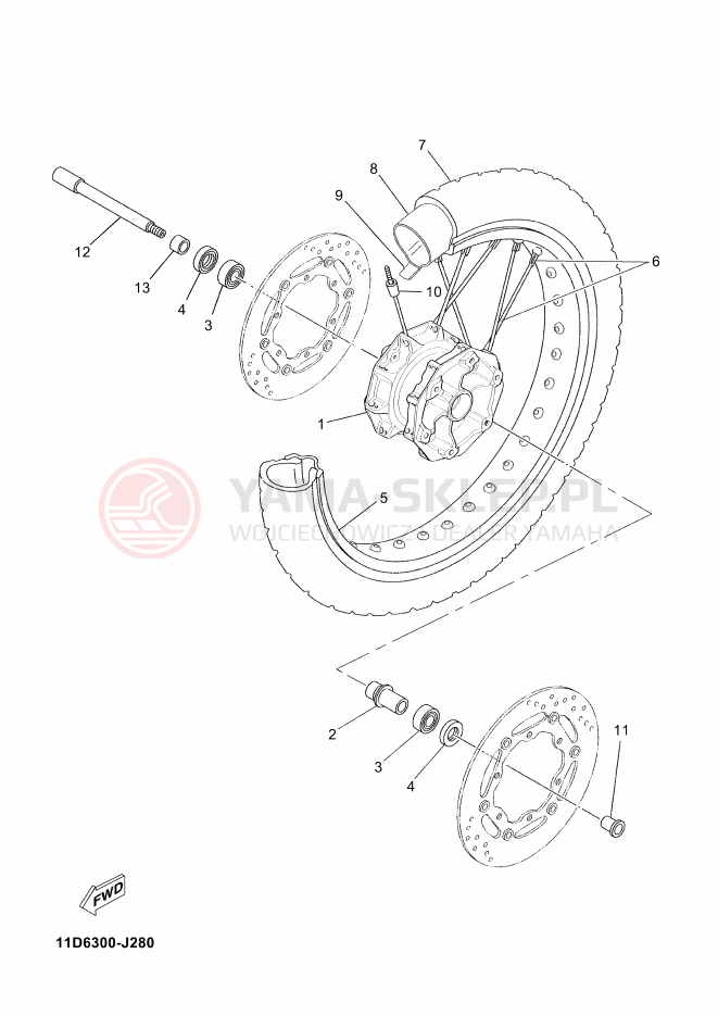 Schemat "Koło przód" do Yamaha TENERE