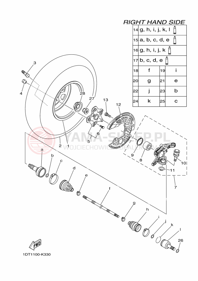 Schemat "PRZEDNIE KOŁO 2" do Yamaha GRIZZLY 700 FI