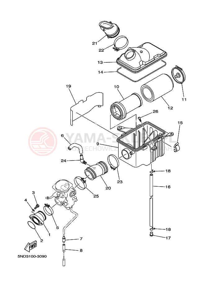 Schemat "Wtrysk paliwa" do Yamaha KODIAK 4WD