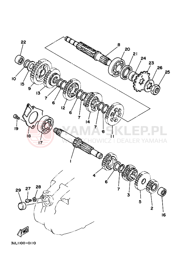 Schemat "Skrzynia biegów " do Yamaha RT100