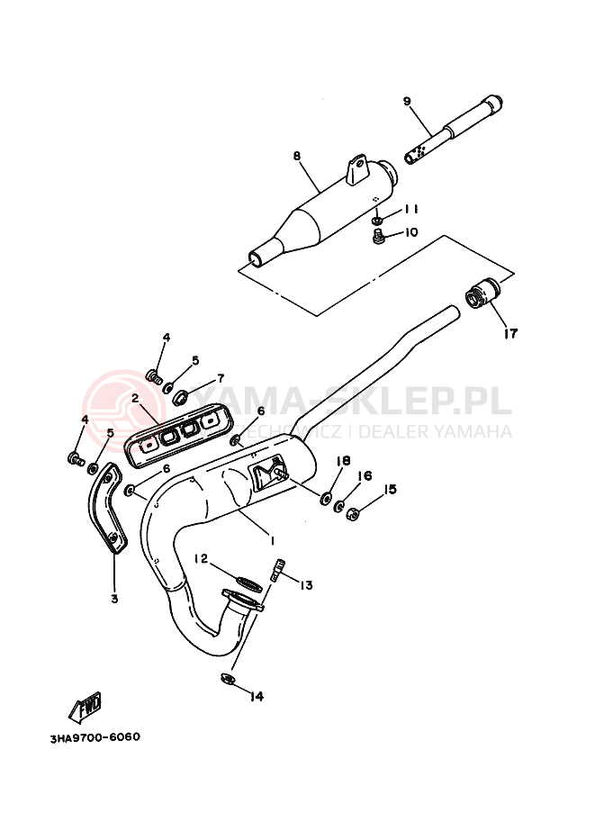 Schemat "Wydech końcowy" do Yamaha AG100F