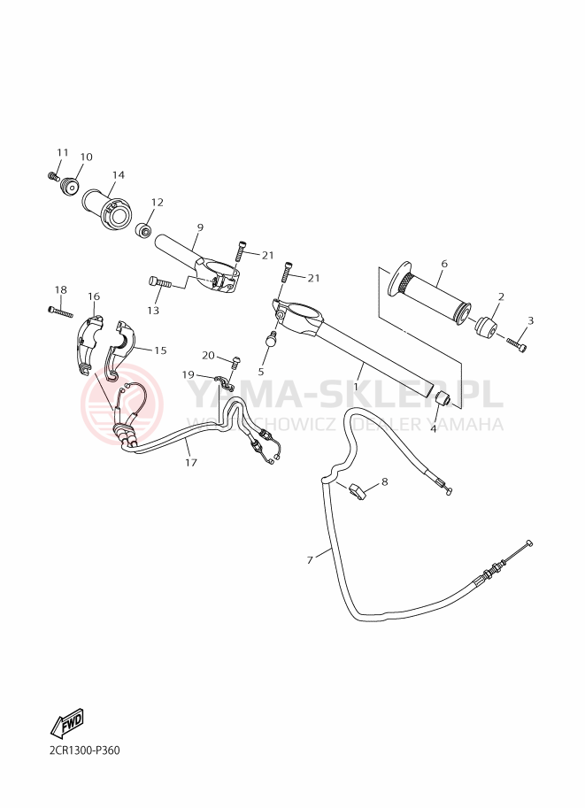 Schemat "Kierownica i osprzęt" do Yamaha YZF-R1