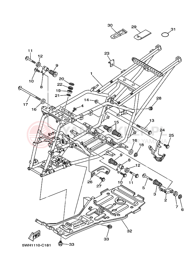 Schemat "rama" do Yamaha BRUIN 2WD