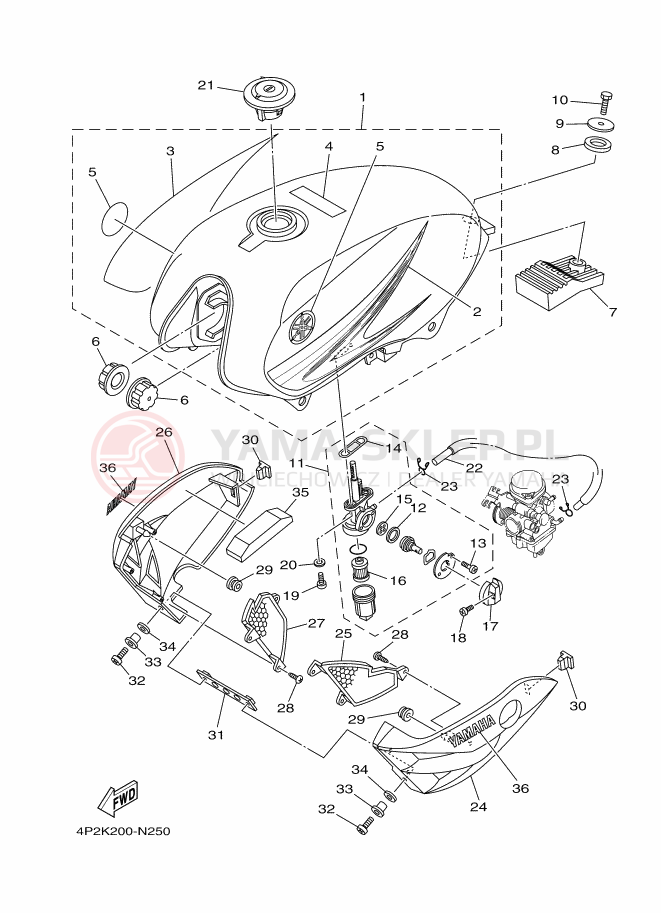 Schemat "zbiornik paliwa" do Yamaha YBR125E