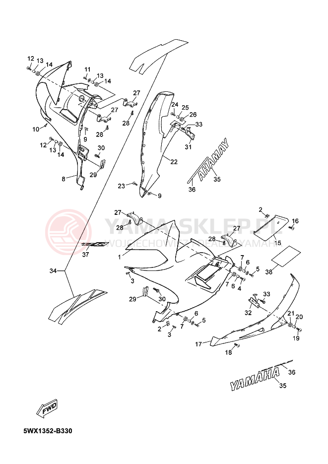 Schemat "elementy nadwozia" do Yamaha X-POWER