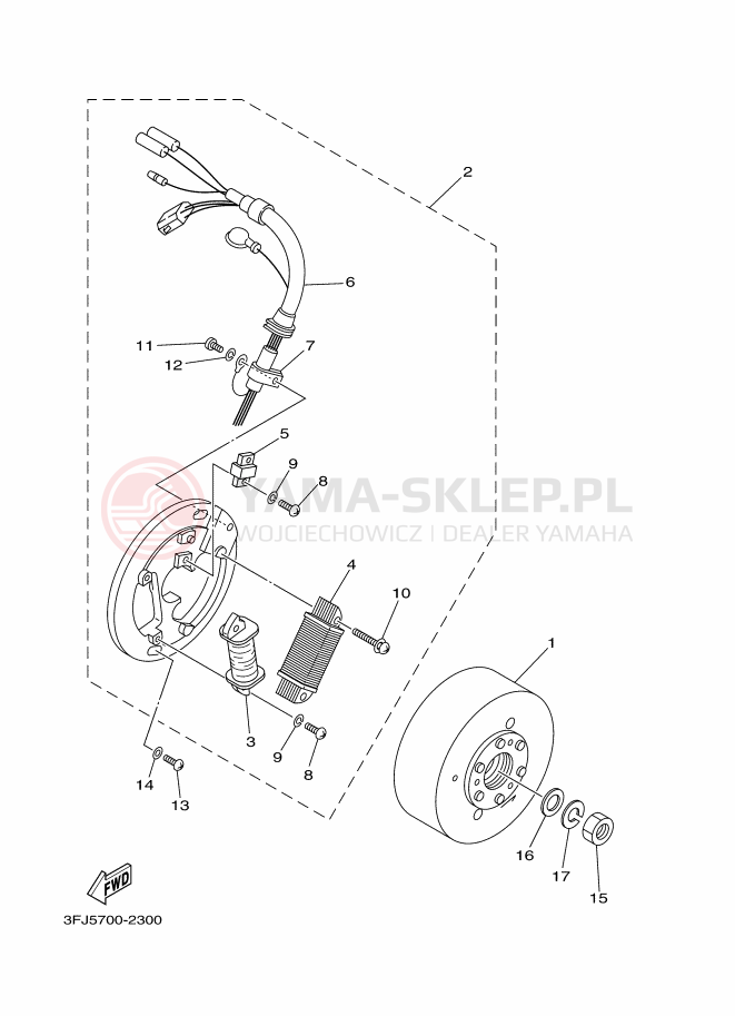 Schemat "prądnica" do Yamaha DT175 DT175G