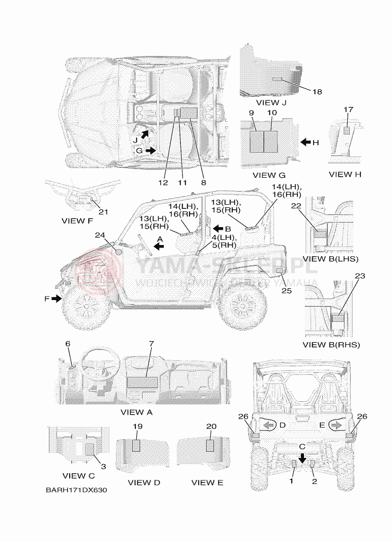 Schemat "naklejki" do Yamaha WOLVERINE X4 850 SE