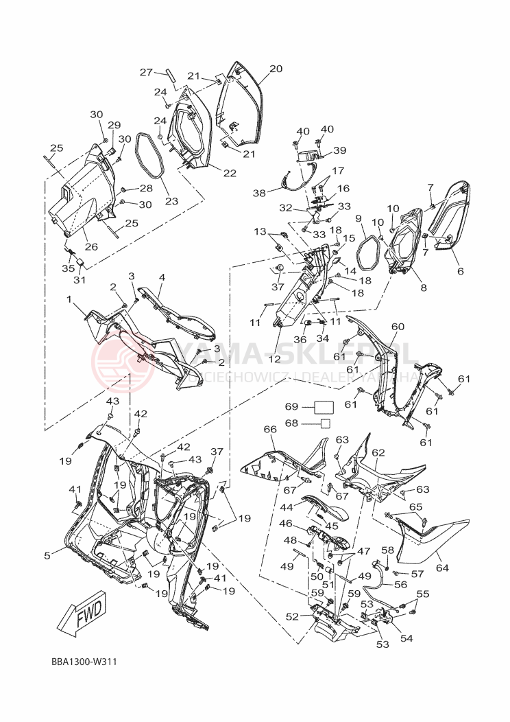 Schemat "Nadwozie przód" do Yamaha CZD300P-AB