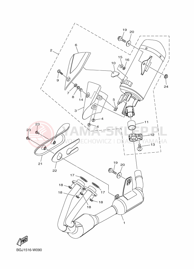 Schemat "Wydech końcowy" do Yamaha MT-03