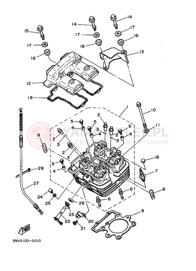 Schemat "głowica" do Yamaha XT350