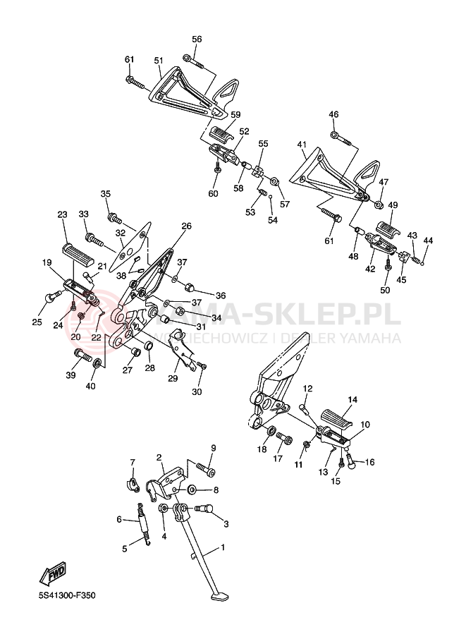 Schemat "Stopka postojowa i podnóżki" do Yamaha FZ6
