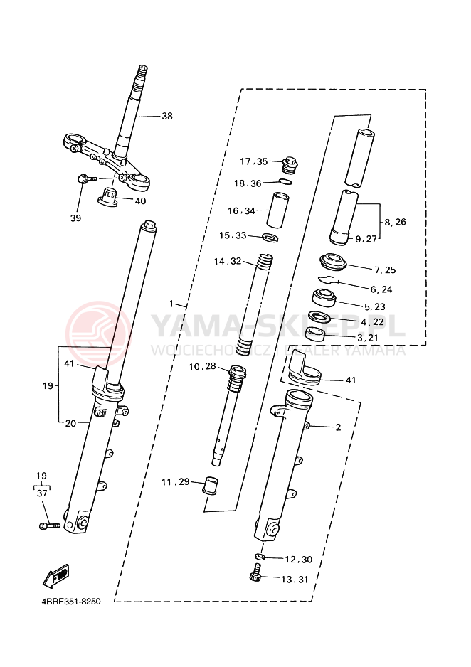 Schemat "Amortyzatory przód" do Yamaha XJ600N