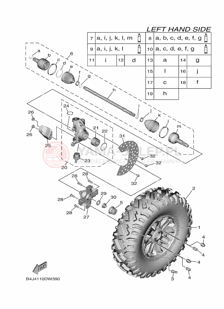 Schemat "Koło przód" do Yamaha YXF1000EW