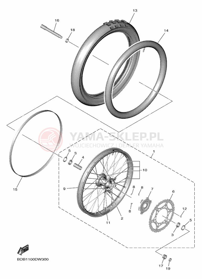 Schemat "Koło przód" do Yamaha WR250F