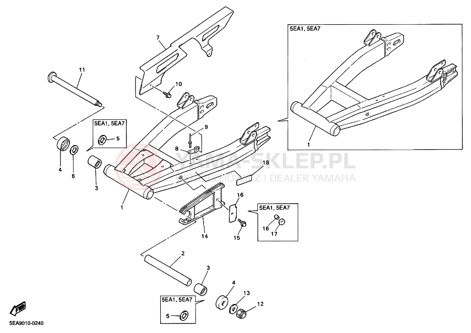 Schemat "wahacz, zawieszenie tył" do Yamaha XJR1300