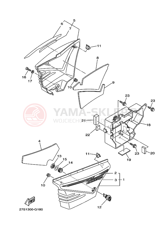 Schemat "Pokrywa boczna" do Yamaha YBR125