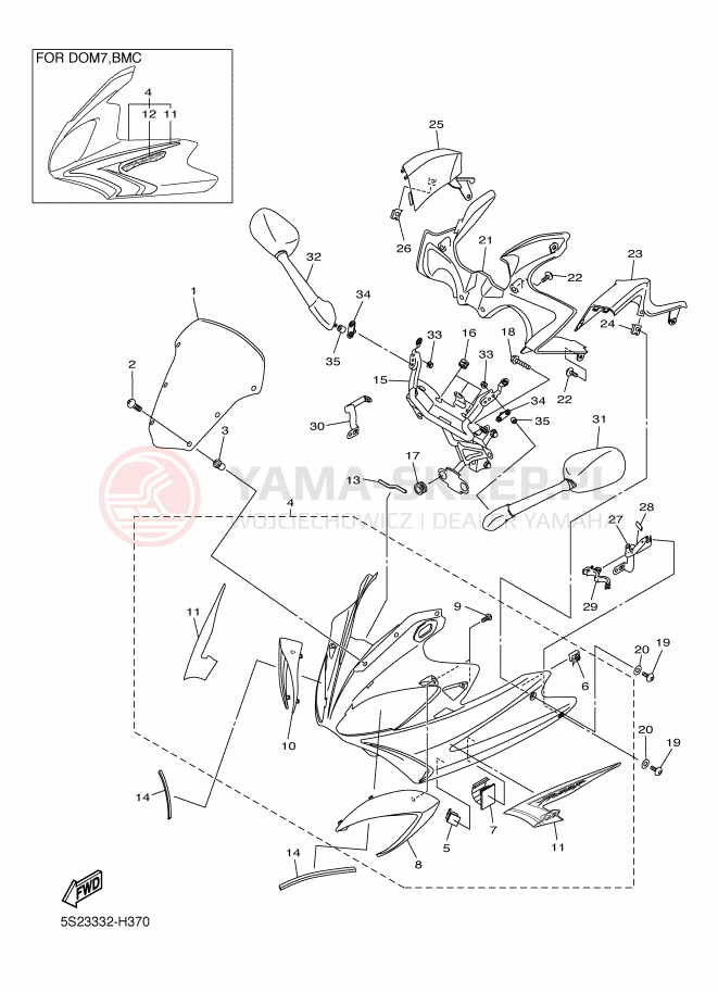 Schemat "Obudowa silnika" do Yamaha FAZER