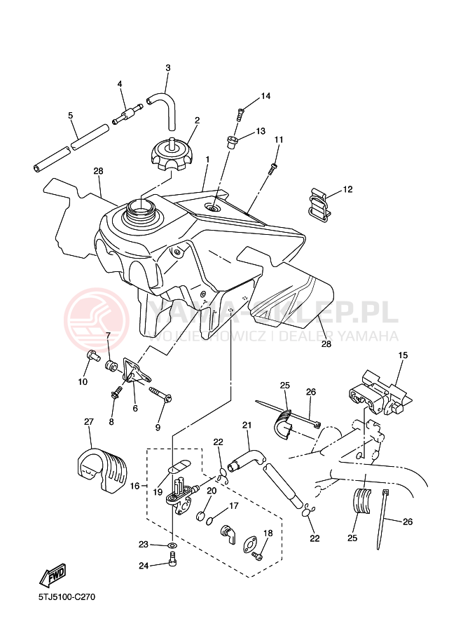 Schemat "zbiornik paliwa" do Yamaha WR450F