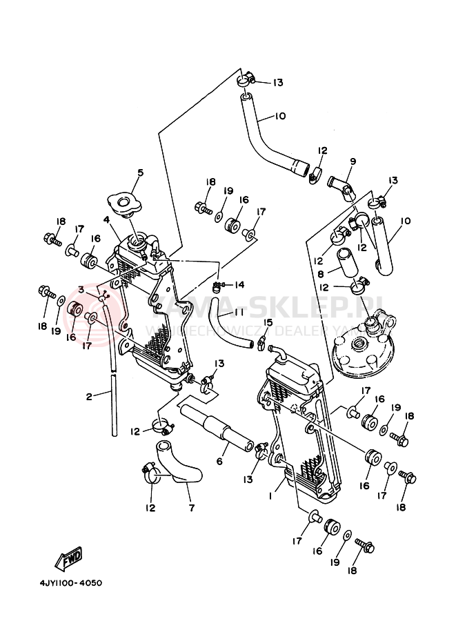 Schemat "Węże chłodnicy" do Yamaha YZ125