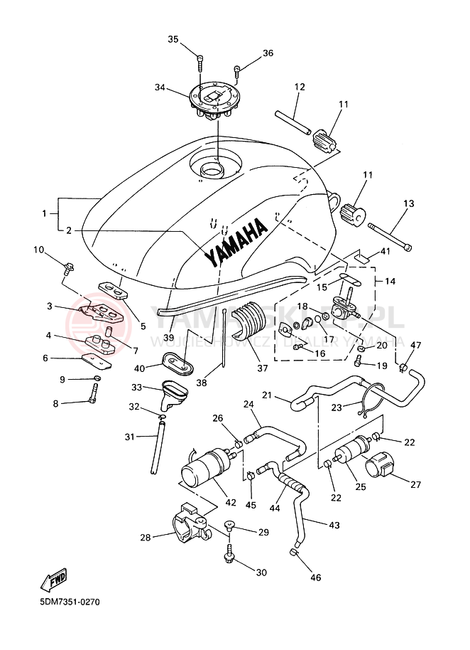 Schemat "zbiornik paliwa" do Yamaha FZS600 FAZER