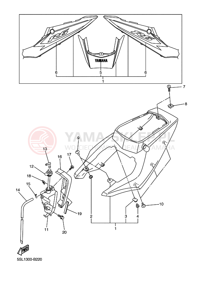 Schemat "Pokrywa boczna" do Yamaha YZF-R6