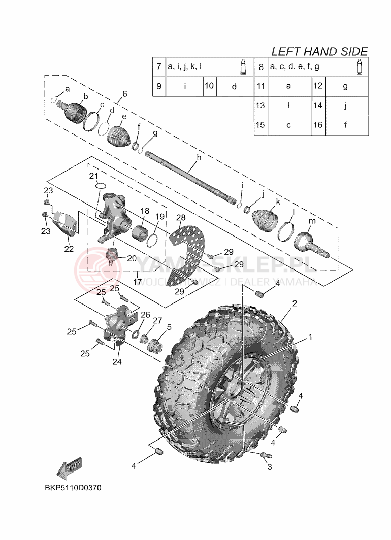 Schemat "Koło przód" do Yamaha WOLVERINE RMAX2 1000 LE