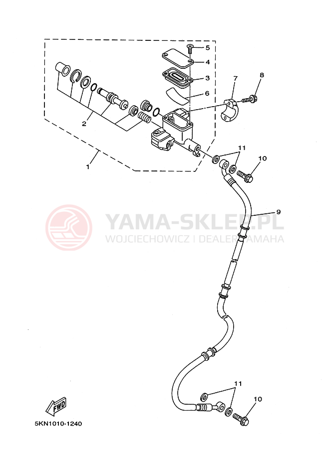 Schemat "Pompa hamulcowa przednia" do Yamaha CV50A